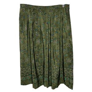 Koret Vintage Green Pleated A-Line Midi Skirt Size‎ 16